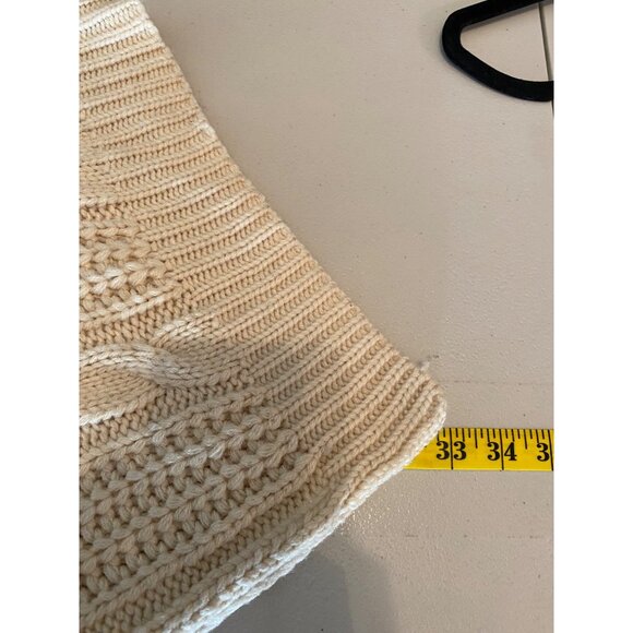 Windsor Asymmetrical Cable Knit Turtleneck Sweater Cream Small - Picture 5 of 7